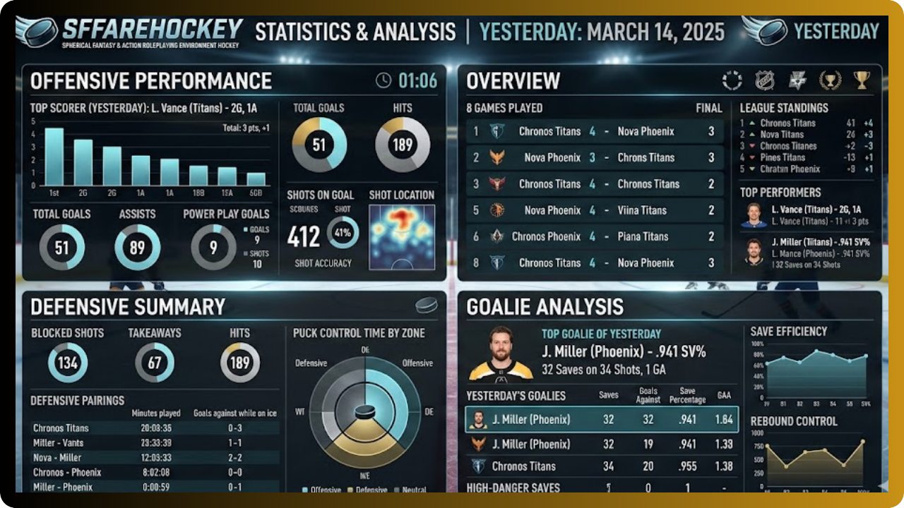 sffarehockey statistics yesterday