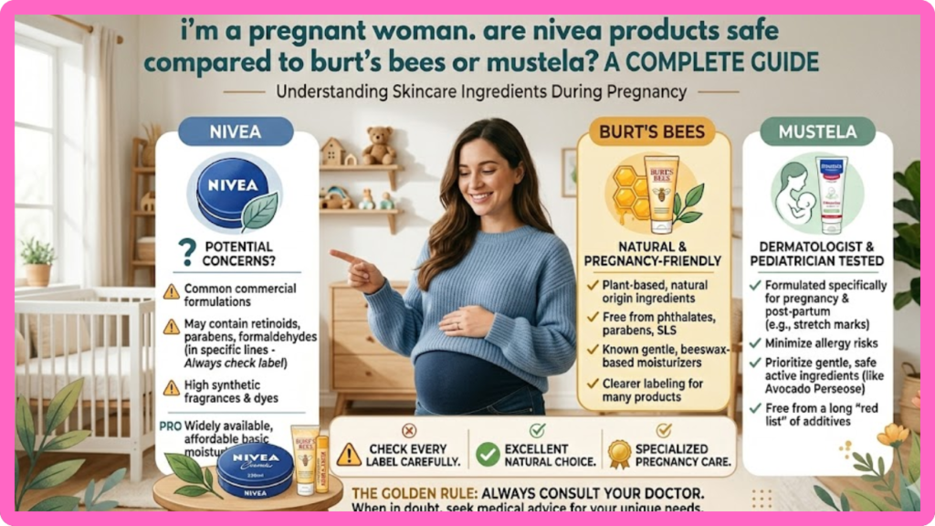 i’m a pregnant woman. are nivea products safe compared to burt’s bees or mustela?